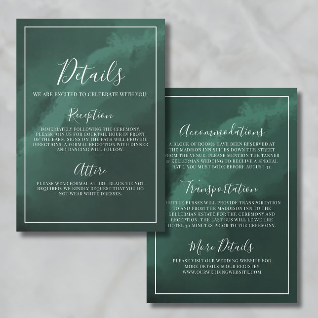 Minimalist Green Wedding Details Enclosure Card (Minimalist Elegant Green Wedding Details Enclosure Card)