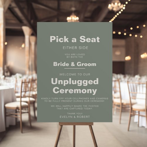 Minimalist Green Wedding Unplugged Ceremony  Poster