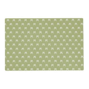 Minimalist Green White Monogram Placemat