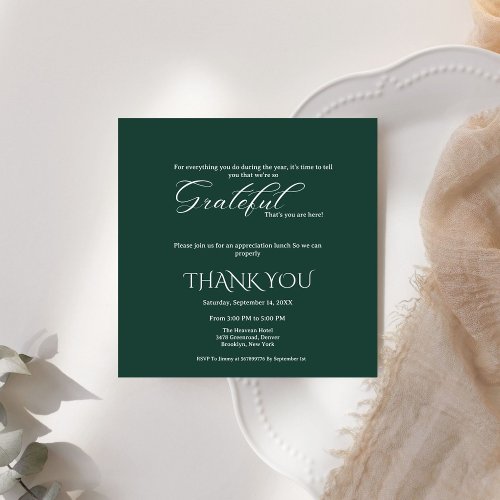 Minimalist green & white script appreciation 
