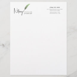 Minimalist Green &amp; White Simple Modern Notary Letterhead