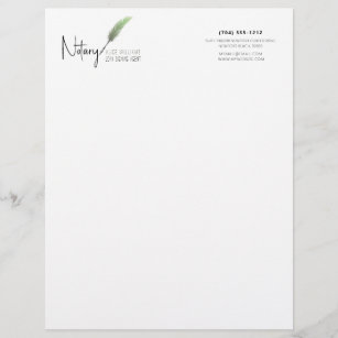Minimalist Green & White Simple Modern Notary Letterhead