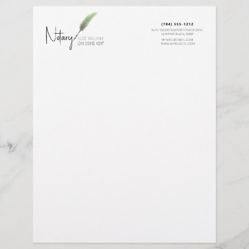 Minimalist Green  White Simple Modern Notary Letterhead