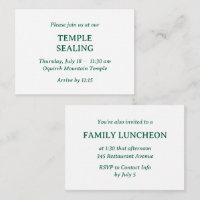 Minimalist Green & White Temple & Meal Invitation