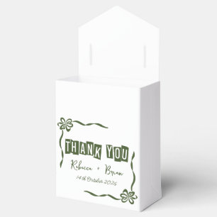 Minimalist Green & White Thank You Wedding Favor Boxes