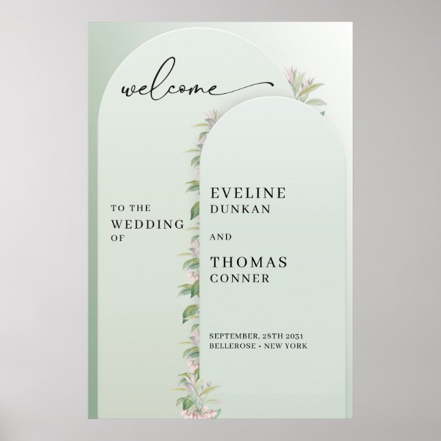 Minimalist greenery 2 arch blush floral Welcome Poster (Front)