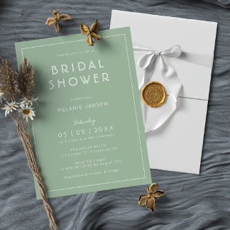 Minimalist Greenery Bridal Shower | Sage Green Invitation