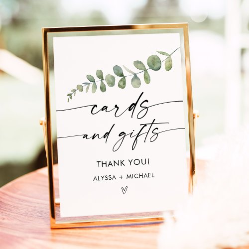 Minimalist Greenery Cards and Gifts Bridal Shower Poster