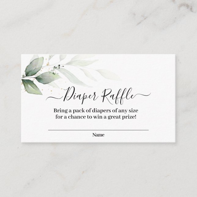 Minimalist greenery Diaper Raffle Enclosure Card (Front)