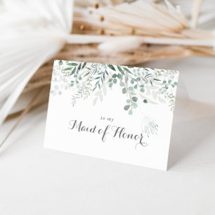 Minimalist Greenery Eucalyptus Bridal Party  Letterpress Thank You Card