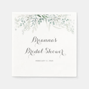 Minimalist Greenery Eucalyptus Bridal Shower Napkins