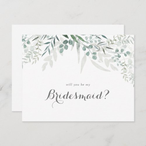 Minimalist Greenery Eucalyptus Bridesmaid Proposal Note Card