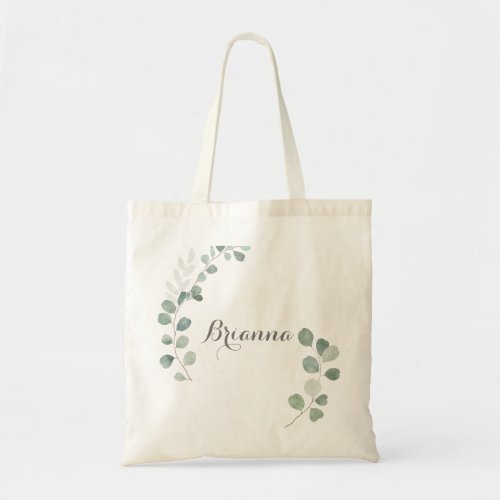 Minimalist Greenery Eucalyptus Bridesmaid Tote Bag