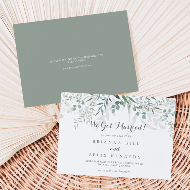 Minimalist Greenery Eucalyptus Elopement Announcement (Creator Uploaded)