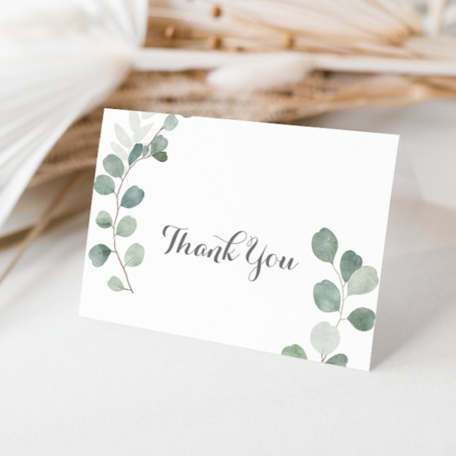 Minimalist Greenery Eucalyptus Folded Wedding  Thank You Card (Creator Uploaded)