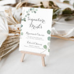 Minimalist Greenery Eucalyptus Signature Drinks  Poster<br><div class="desc">This minimalist greenery eucalyptus signature drinks poster is perfect for a rustic wedding. The design features watercolor elegant green eucalyptus leaves.

Personalize the sign with the names of the bride and groom and their favorite drink choice.</div>