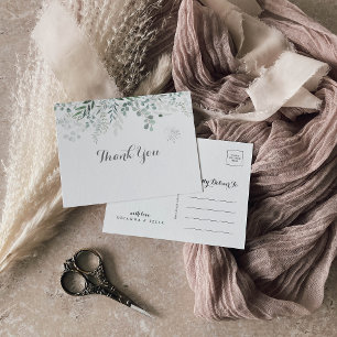 Minimalist Greenery Eucalyptus Thank You Postcard