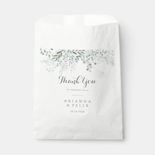 Minimalist Greenery Eucalyptus Thank You Wedding Favor Bag