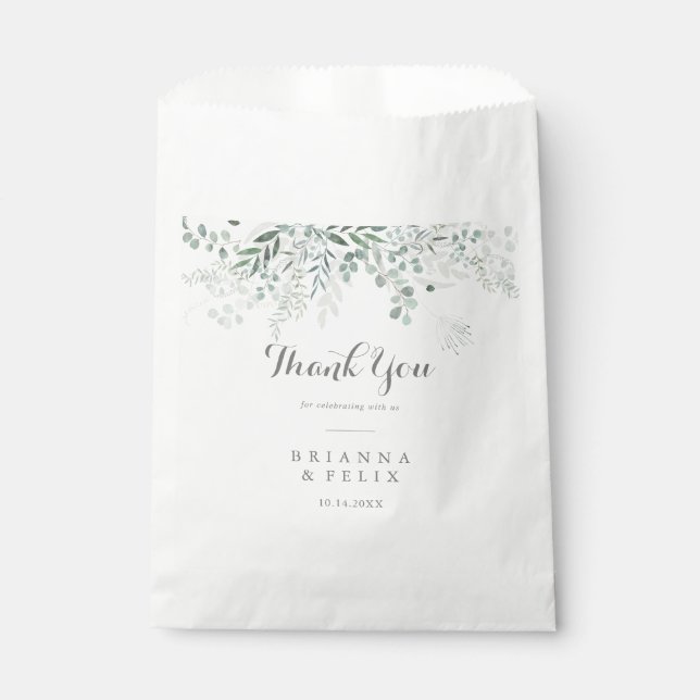 Minimalist Greenery Eucalyptus Thank You Wedding Favor Bag (Front)