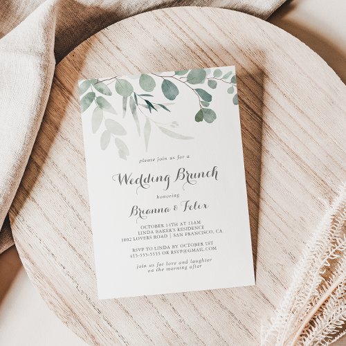 Minimalist Greenery Eucalyptus Wedding Brunch Invitation