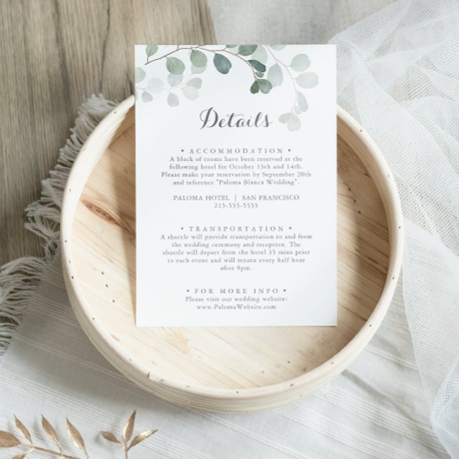 Minimalist Greenery Eucalyptus Wedding Details Enclosure Card (Creator Uploaded)