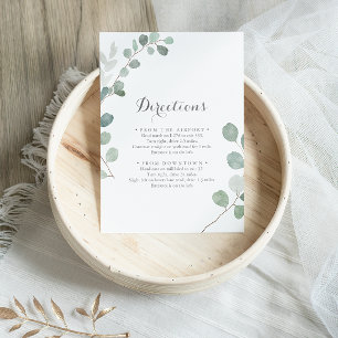 Minimalist Greenery Eucalyptus Wedding Directions Enclosure Card
