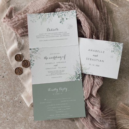 Minimalist Greenery Eucalyptus Wedding Invitation