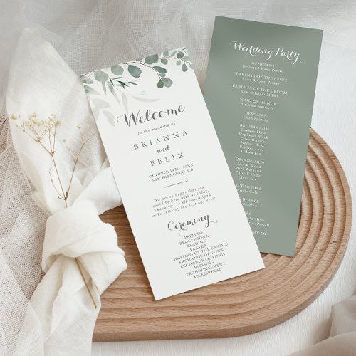 Minimalist Greenery Eucalyptus Wedding Program