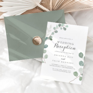 Minimalist Greenery Eucalyptus Wedding Reception Invitation