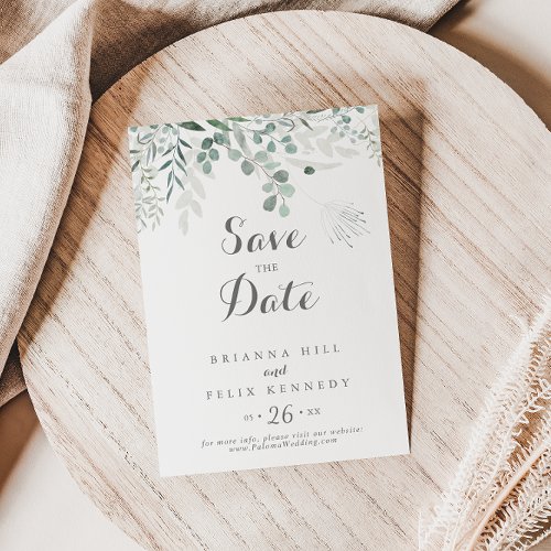 Minimalist Greenery Eucalyptus Wedding Save The Date