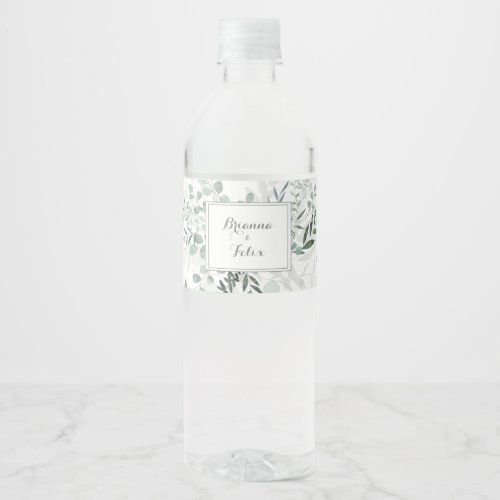 Minimalist Greenery Eucalyptus Wedding  Water Bottle Label