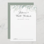 Minimalist Greenery Eucalyptus Wedding Well Wishes Advice Card<br><div class="desc">This minimalist greenery eucalyptus wedding well wishes advice card is perfect for a rustic wedding. The design features watercolor elegant green eucalyptus leaves. These cards are perfect for a wedding, bridal shower, baby shower, graduation party & more. Personalize the cards with the names of the bride and groom, parents-to-be or...</div>
