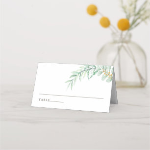 Minimalist Greenery Foliage Wedding Table Place Card