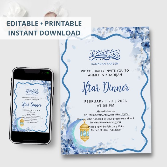 Minimalist Greenery Moon Ramadan Iftar Invitation (Creator Uploaded)