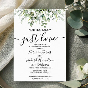 Minimalist Greenery Nothing Fancy Just Love Invite