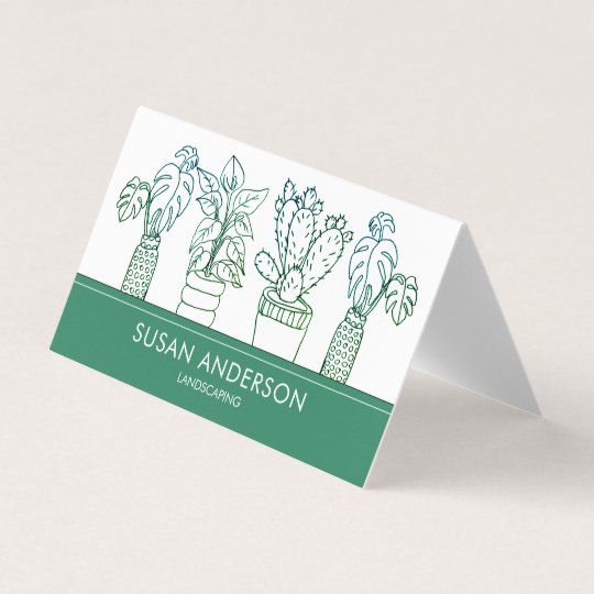 Minimalist Greenery Potted Houseplants Business Card | Zazzle.com