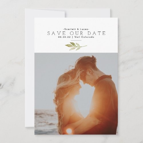 Minimalist Greenery Watercolor Save Our Date Save The Date