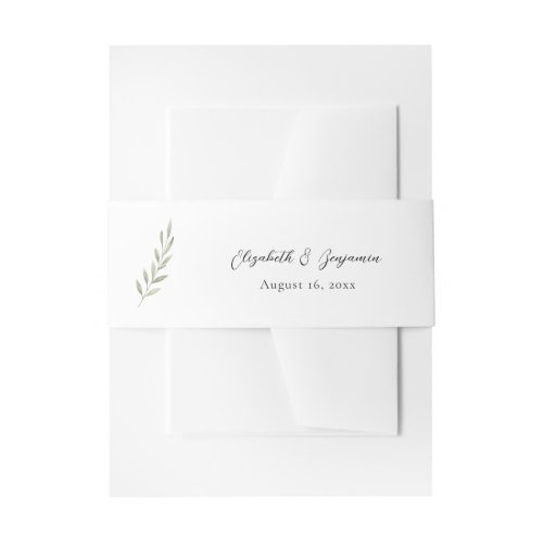 Minimalist Greenery Wedding Elegant Botanical Invitation Belly Band