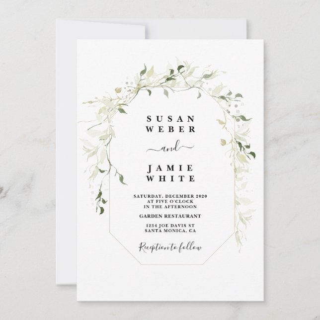 Minimalist Greenery Wedding Invitation (Front)