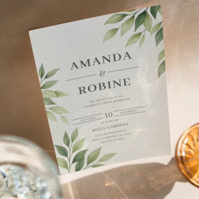 Minimalist Greenery Wedding Invitation  (Creator Uploaded)