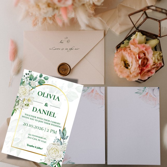 Minimalist Greenery Wedding Invitation Card (Creator Uploaded)