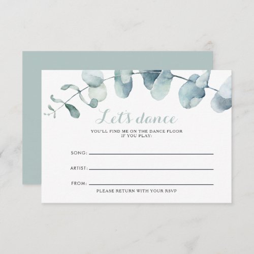 Minimalist Greenery Wedding Song Request Card