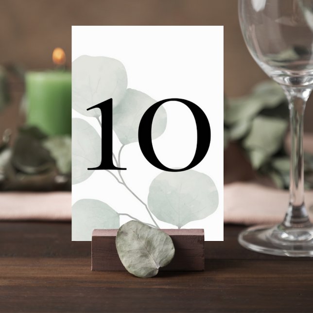 Minimalist Greenery Wedding Table Number Card (Creator Uploaded)