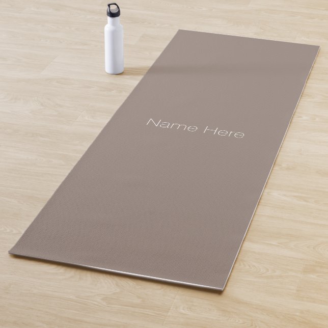 Minimalist greige beige custom name monogram yoga mat (In Situ)