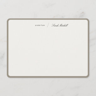 Minimalist Greige Personalized Script Rounded Note Card