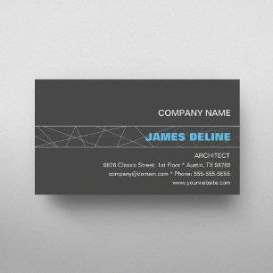 Minimalist Grey Blue Architect Business Card