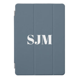 Minimalist grey blue custom monogram initials iPad pro cover