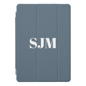 Minimalist grey blue custom monogram initials iPad pro cover