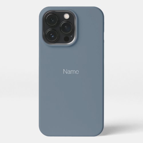 Minimalist grey blue custom name text monogram iPhone 13 pro case