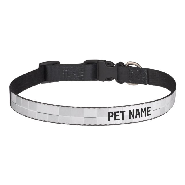Minimalist Grey Customized Name Dog Collar (Front)